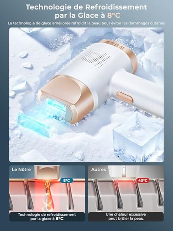 Trouvez le meilleur épilateur lumière pulsée équipé d'un système de refroidissement, pour une épilation sans douleur et efficace, adaptée à tous les types de peau.