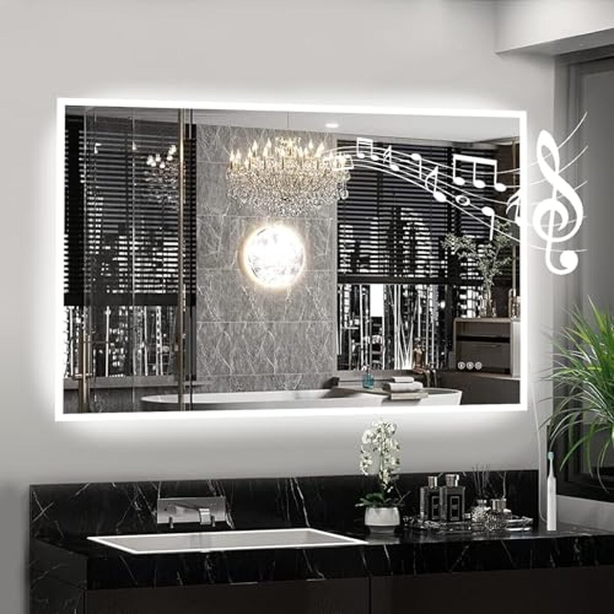 Avis sur le miroir LED avec Bluetooth et lumière variable en salle de bain