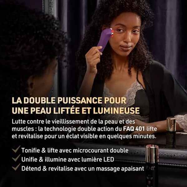 Découvrez notre test complet de l'appareil lifting visage FAQ 401. Microcourant et lumière rouge pour raffermir votre peau : efficacité, avis et conseils d'utilisation. 