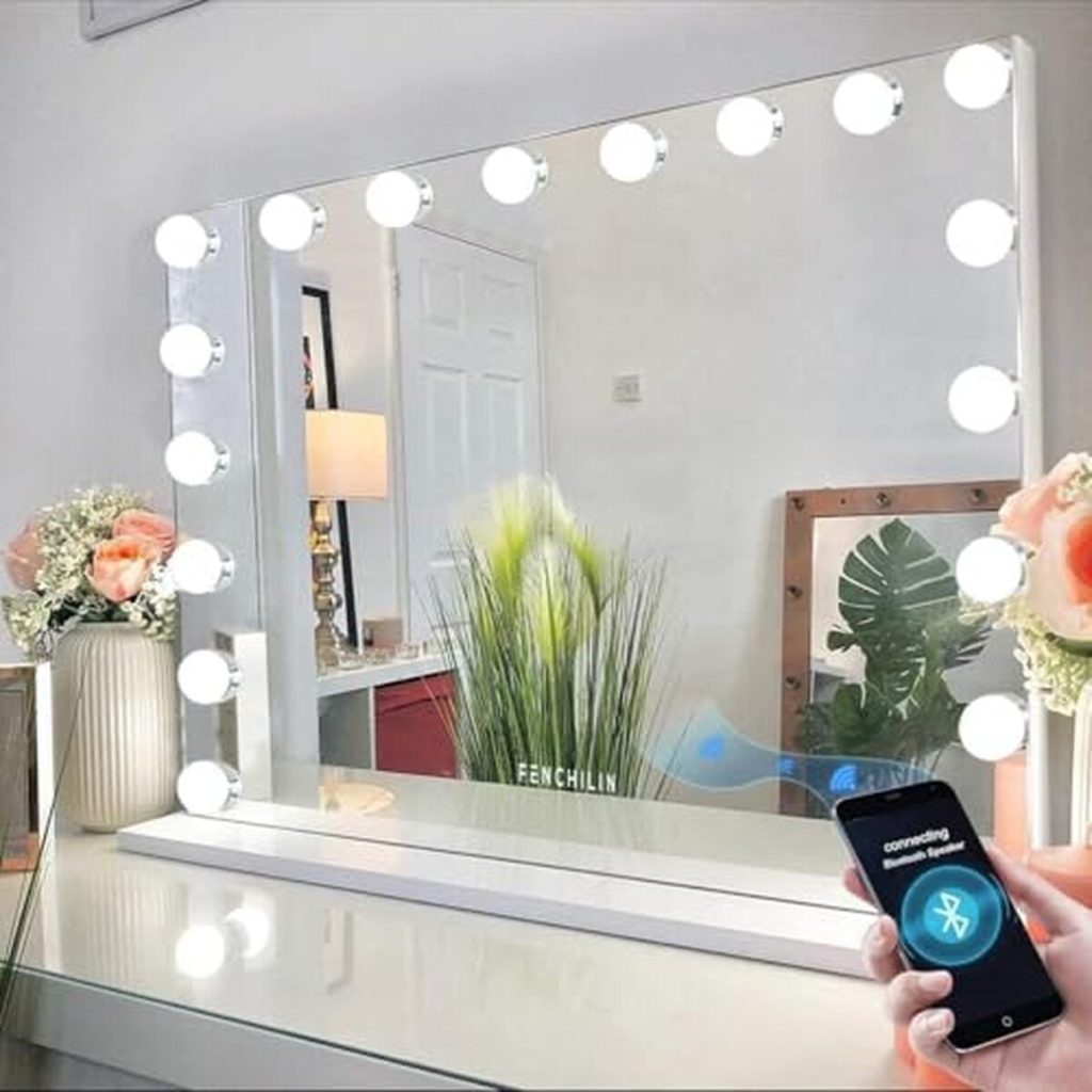 Avis : miroir Hollywood Fenchilin avec lumières LED et Bluetooth